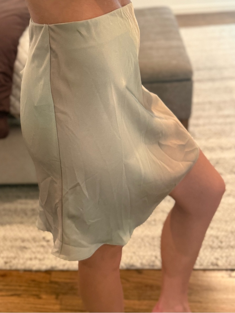 Babaton Taupe Satin Mini Skirt